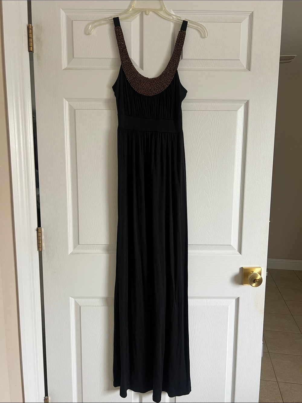 Black beaded maxi dress S